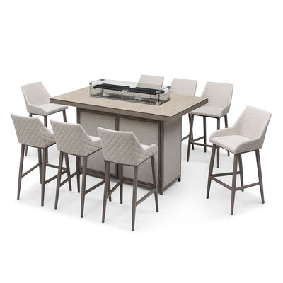 Regal 8 Seat Rectangular Fire Pit Bar Set - Latte