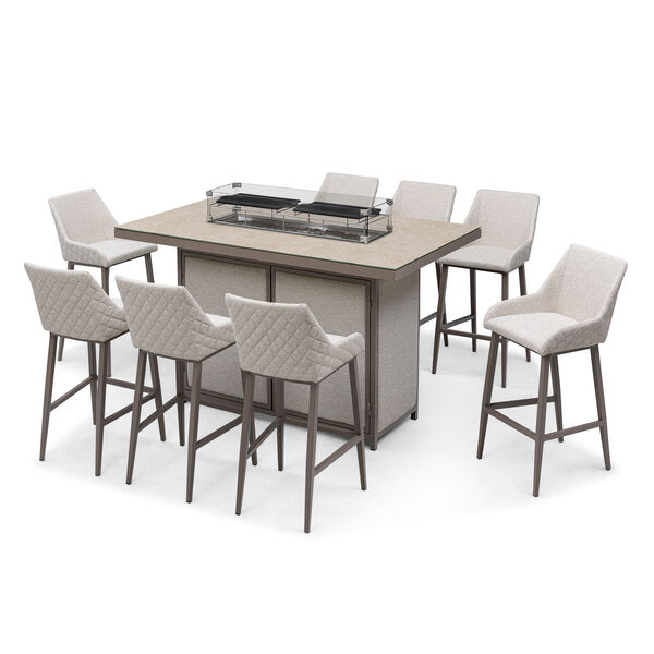 Regal 8 Seat Rectangular Fire Pit Bar Set - Latte
