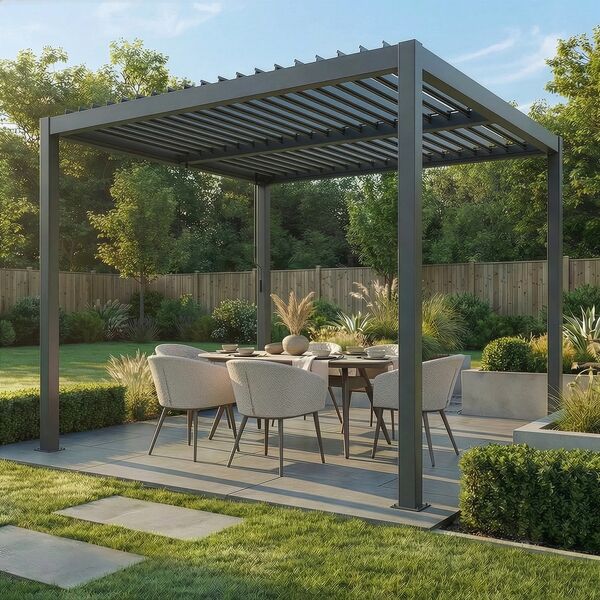 Como Pergola Aluminium Square 30x30 Frame Only - Grey