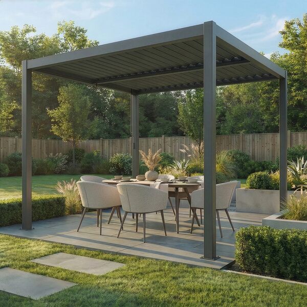 Como Pergola Aluminium Square 30x30 Frame Only - Grey