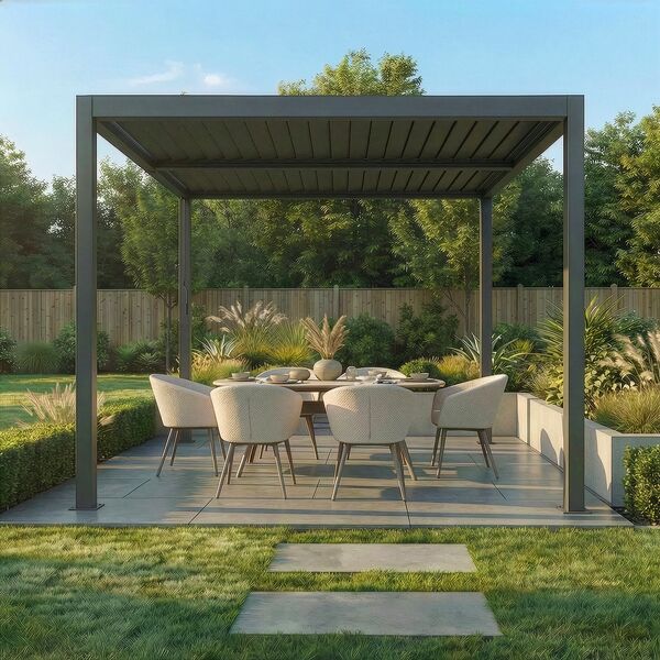 Como Pergola Aluminium Square 30x30 Frame Only - Grey