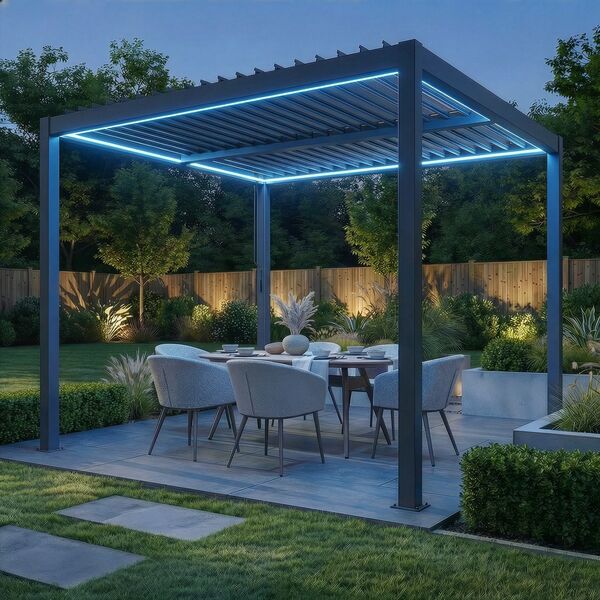 Como Pergola Aluminium Square 30x30 Frame Only - Grey