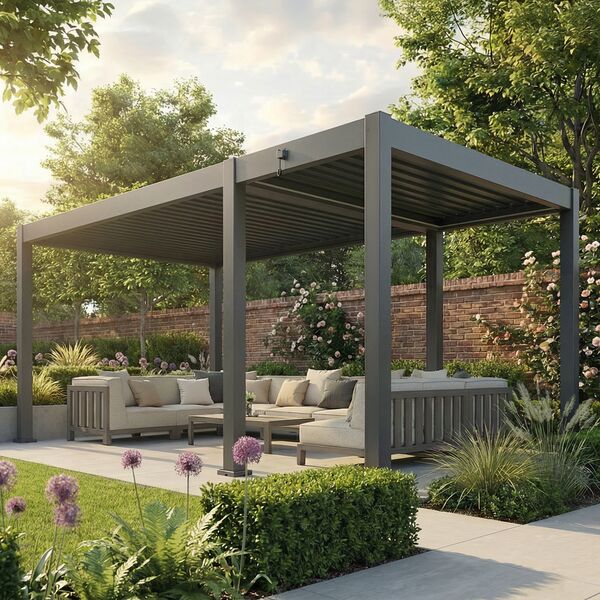 Eden Pergola Aluminium Manual Extension 3 x 1.375m - Frame Only - Grey