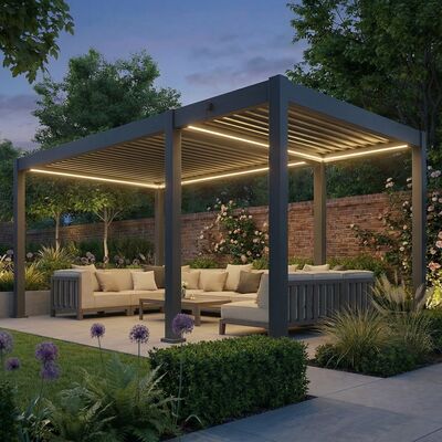 Eden Pergola Aluminium Manual Extension 3 x 1.375m - Frame Only - Grey