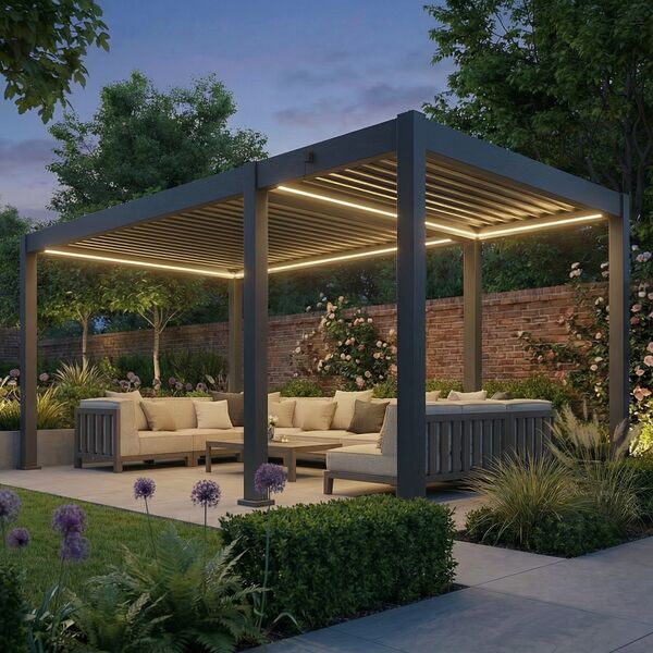 Eden Pergola Aluminium Manual Extension 3 x 1.375m - Frame Only - Grey