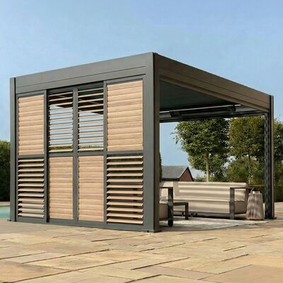 Eden Pergola Wood Effect Sliding Louvre Panel Door 262x222 (Right Hand)