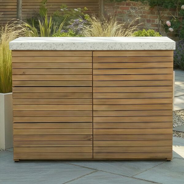 Antigua Outdoor Kitchen Double Unit 120x60x90 - Acacia Wood
