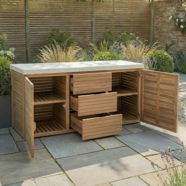 Antigua Outdoor Kitchen Triple Unit 180x60x90 - Acacia Wood