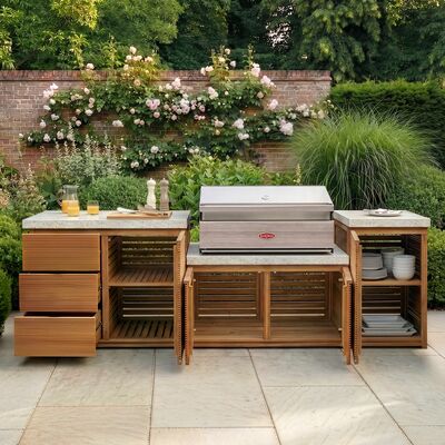 Antigua Outdoor Kitchen Unit - Medium Configuration / Beefeater 1500 Series BBQ