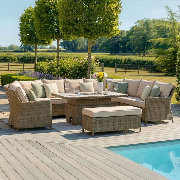 Winchester Royal U Shaped Sofa Set with Rising Table (Ceramic Glass)
