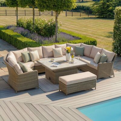 Winchester Royal U Shaped Sofa Set with Rising Table (Ceramic Glass)