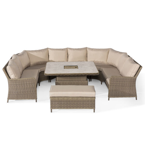 Winchester Royal U Shaped Sofa Set with Rising Table (Ceramic Glass)