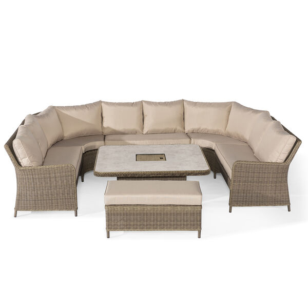 Winchester Royal U Shaped Sofa Set with Rising Table (Ceramic Glass)