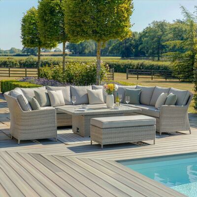 Oxford Royal U Shaped Sofa Set with Rising Table (Ceramic Glass)