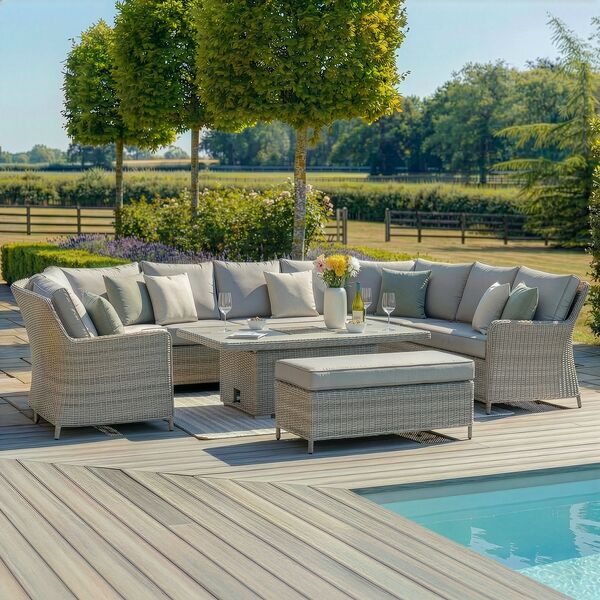 Oxford Royal U Shaped Sofa Set with Rising Table (Ceramic Glass)
