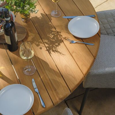 Sicily 6 Seat Round Table with Rope Chairs - Café Frame-Latte Cushions