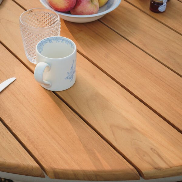 Sicily 6 Seat Round Table with Rope Chairs - Café Frame-Latte Cushions