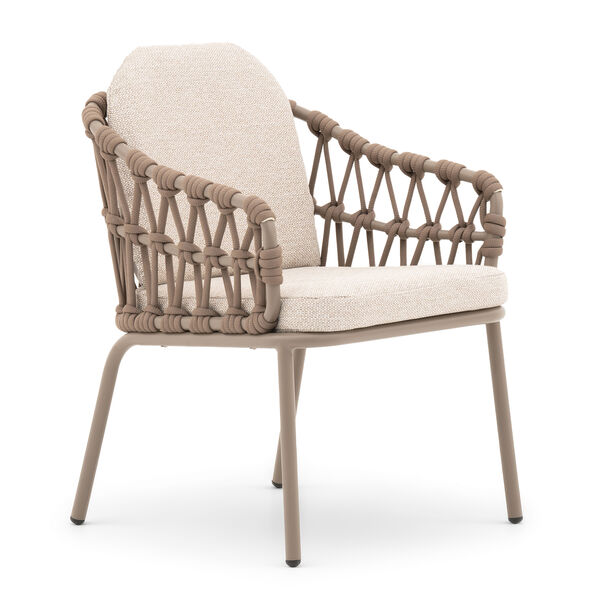 Sicily 6 Seat Round Table with Rope Chairs - Café Frame-Latte Cushions