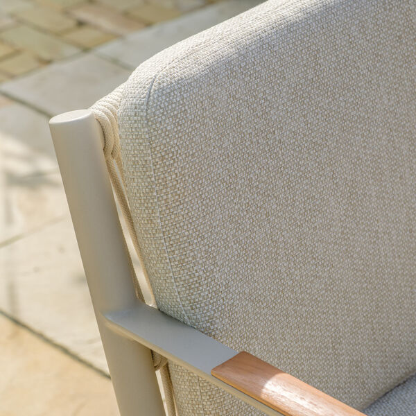 Sicily Dining Chair with Teak Arms x 2 - Latte Frame/Latte Cushions