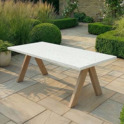 Antigua 8 Seat Rectangular Dining Table with Terrazzo Top