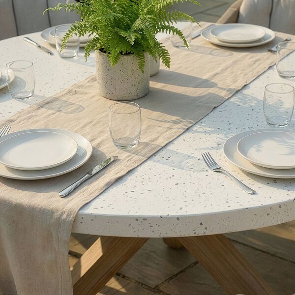 Antigua 6 Seat Round Dining Table with Terrazzo Top