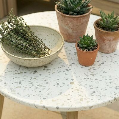 Antigua Big Round Coffee Table - with Terrazzo Top