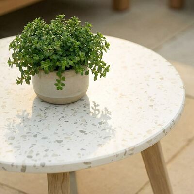 Antigua Small Round Side Table - with Terrazzo Top