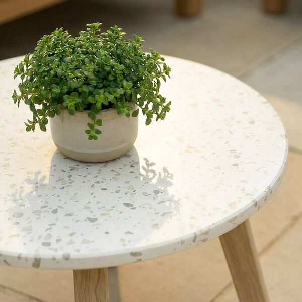 Antigua Small Round Side Table - with Terrazzo Top