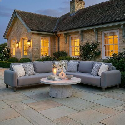 Sicily Corner Sofa Set with Sintered Stone Coffee Table  - Café