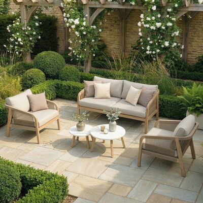 Antigua 2 Seat Sofa Set with Terrazzo Tables