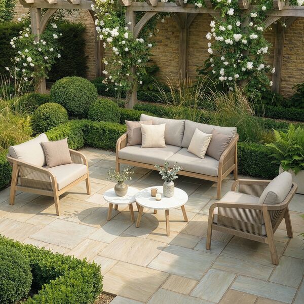 Antigua 2 Seat Sofa Set with Terrazzo Tables