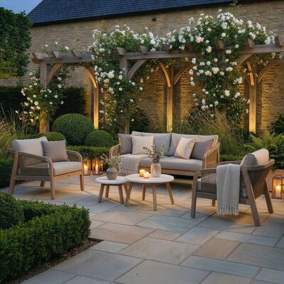 Antigua 2 Seat Sofa Set with Terrazzo Tables