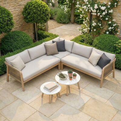 Antigua Corner Sofa Set with 2 x Round Terrazzo Tables