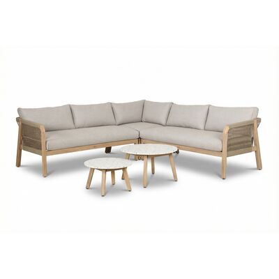 Antigua Corner Sofa Set with 2 x Round Terrazzo Tables