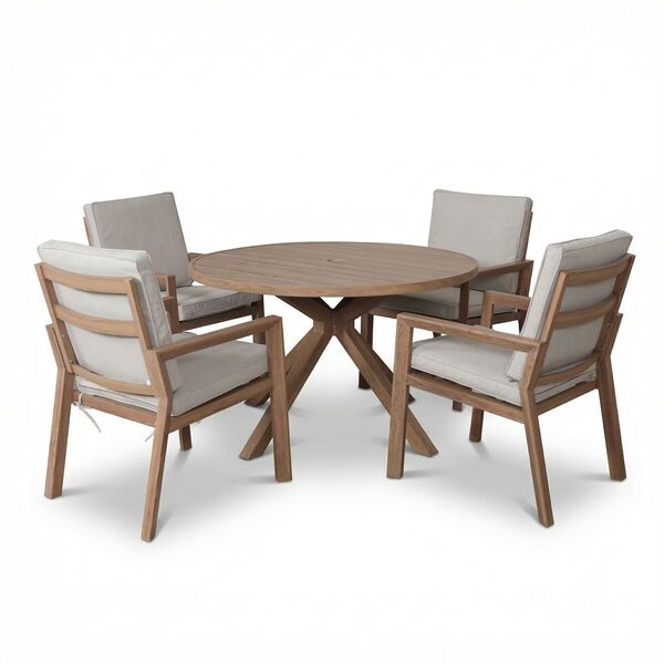 New York 4 Seat Round Dining Set - Wood Effect