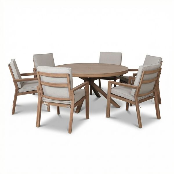 New York 6 Seat Round Dining Set - Wood Effect