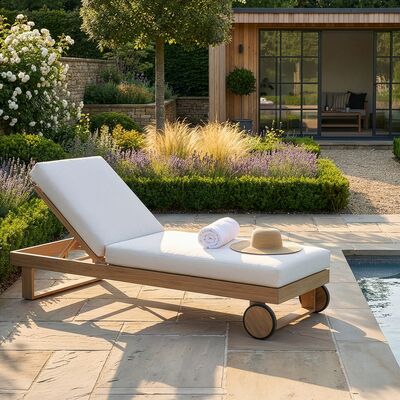 New York Single Sunlounger - Wood Effect