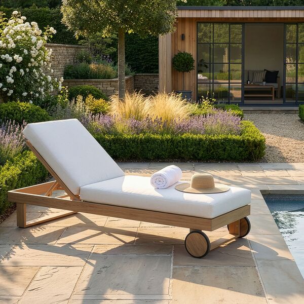 New York Single Sunlounger - Wood Effect