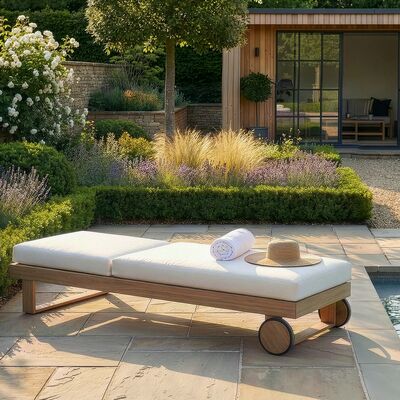 New York Single Sunlounger - Wood Effect