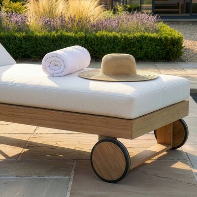 New York Single Sunlounger - Wood Effect
