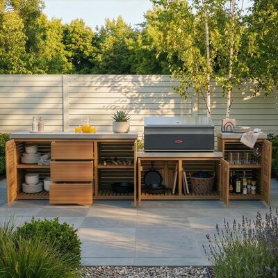 Maze - Bali Outdoor Kitchen Storage Units with Beefeater 1700 Series BBQ -  Large Configuration | Maze Living