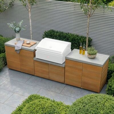 Bali Outdoor Kitchen Storage Unit - Double Unit Grill Configuration
