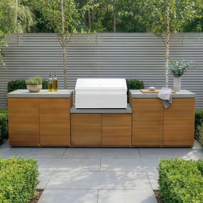 Bali Outdoor Kitchen Storage Unit - Double Unit Grill Configuration