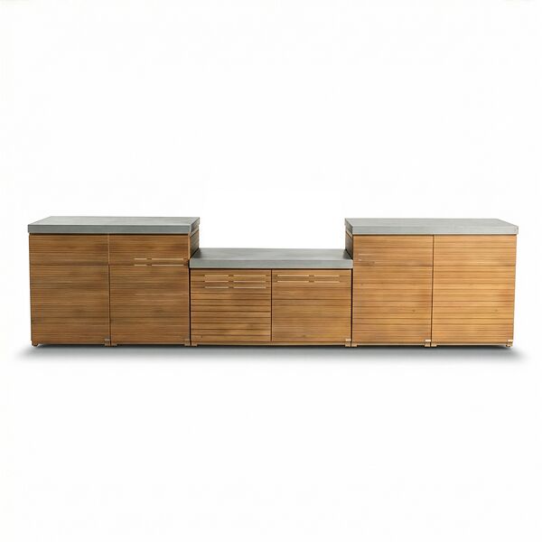 Bali Outdoor Kitchen Storage Unit - Double Unit Grill Configuration