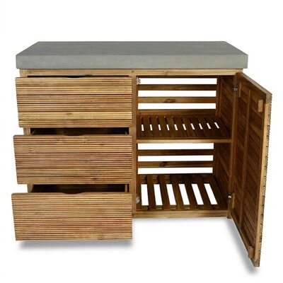 Bali Outdoor Kitchen Storage Unit - Double Unit Grill Configuration