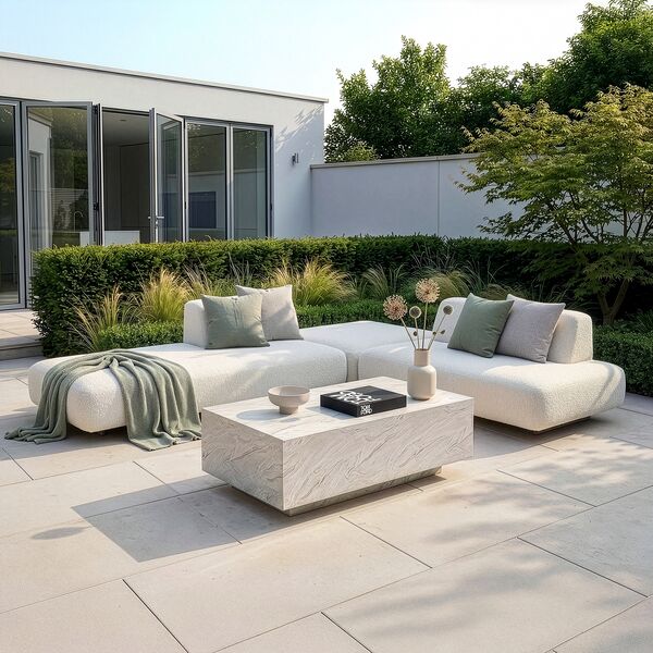 Cannes Small Corner Sofa Set with Sintered Stone Table