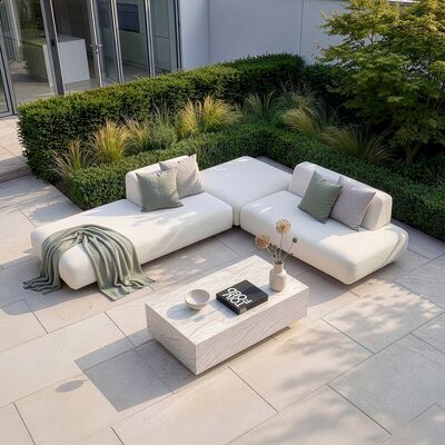 Cannes Small Corner Sofa Set with Sintered Stone Table