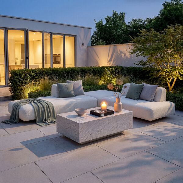 Cannes Small Corner Sofa Set with Sintered Stone Table