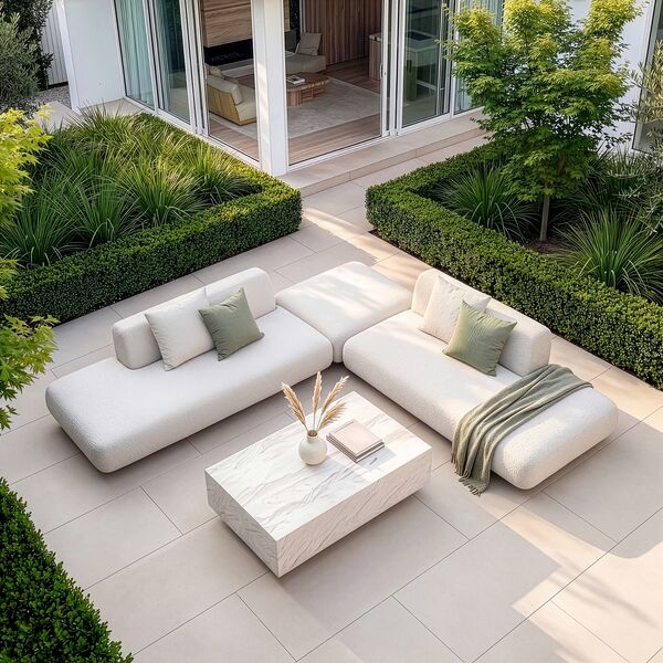 Cannes Medium Corner Sofa Set with Sintered Stone Table
