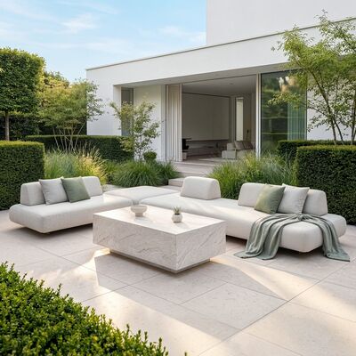 Cannes Large Corner Sofa Set with Sintered Stone Table